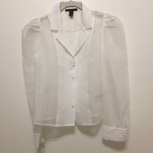 Forever 21 off white organza puff sleeve size S blouse